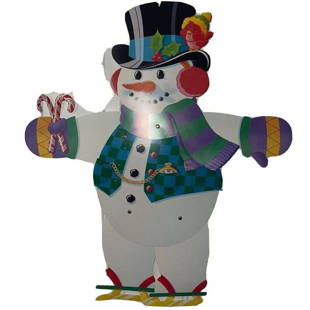Vintage Die Cuts Snowman Christmas Signs Pop Out Jointed Decorations 1980s 25”